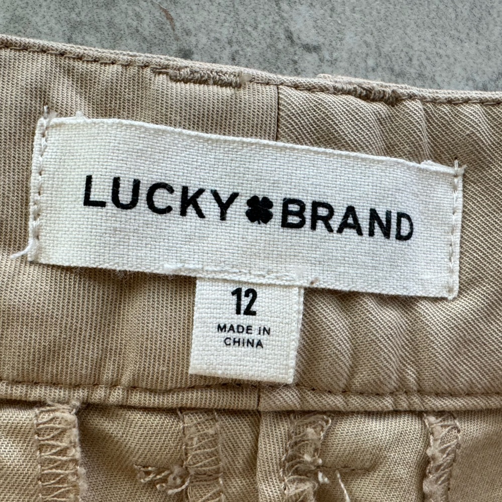 NWT Lucky Brand Pleated Wide Leg Crop Pants in Tan - size 12 - Picture 4 of 5